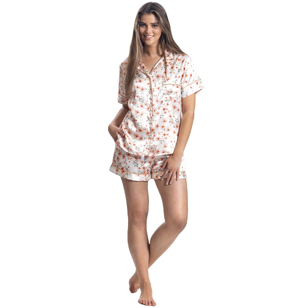 Pijama satín short y camisero manga corta estampados