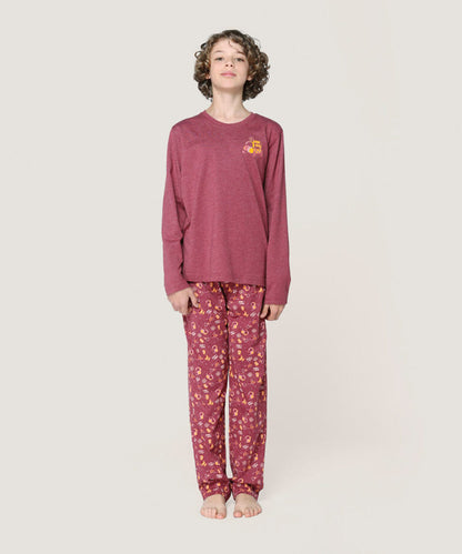 Pijama con polera manga larga en y pantalón estampado “Game Over”