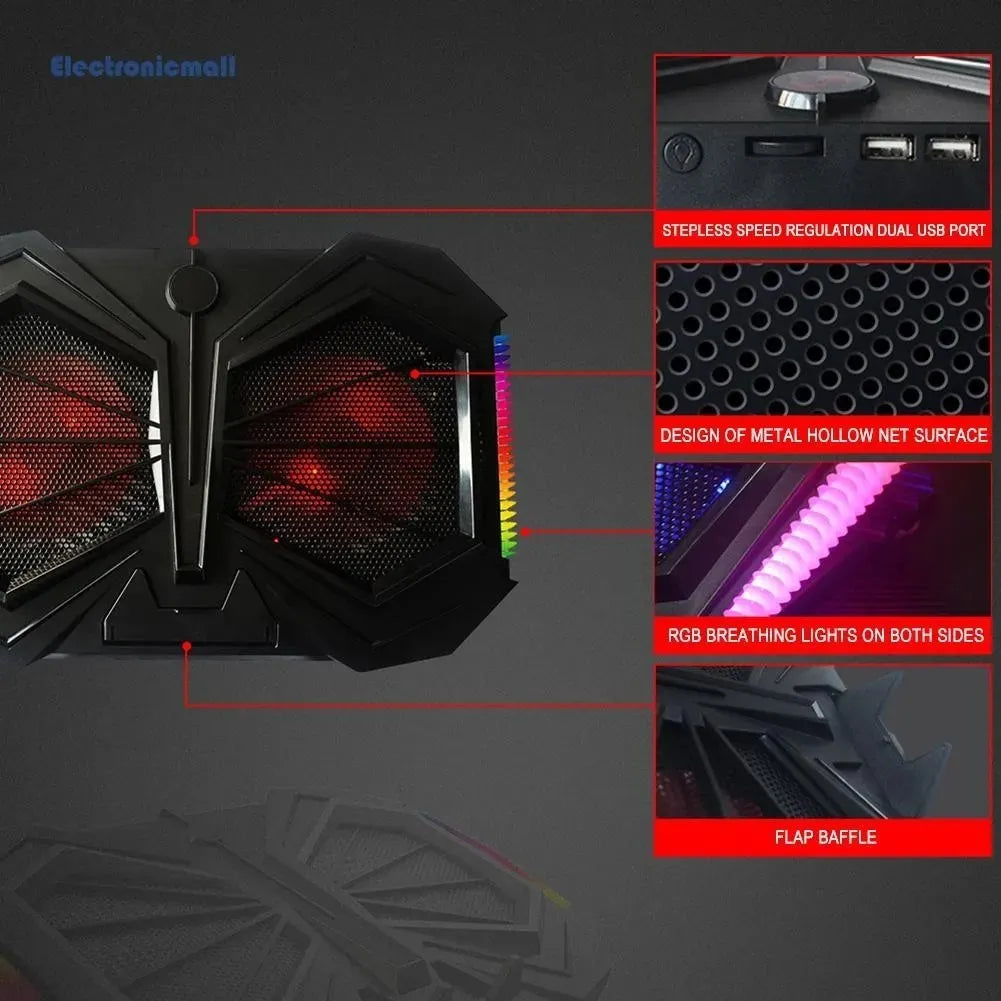 Notebook Cooler Pad Yl-017 Altura Ajustable Negro Rgb