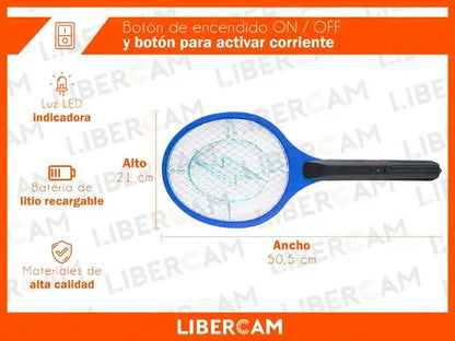 Raqueta Mata Moscas Electrico Recargable Matamosquito Zancudos