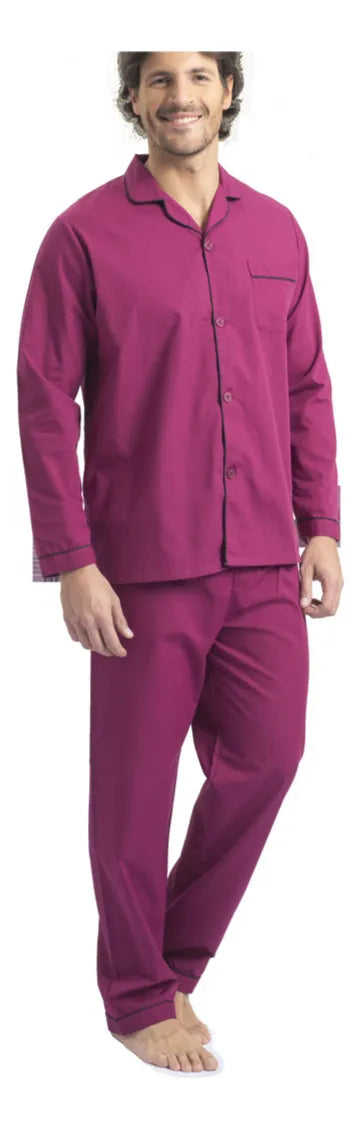 Pijama Popelina Camisero Con Botones