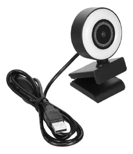 Cámara Web, Anular, 1080p, Luz Led, Micrófono, Luz Anular Usb Gira 360