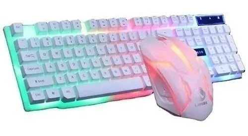 Kit Gamer Aoas Teclado Y Mouse, M-400, Blanco