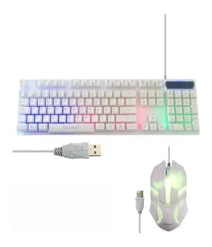 Kit Gamer Aoas Teclado Y Mouse, M-400, Blanco