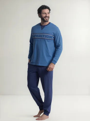 Pijama Algodón Estampado Con Escote V