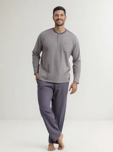 Pijama Algodón Pantalón Y Polera Manga Larga