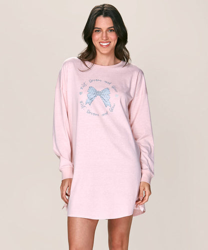 Camisón de algodón con lazo central estampado