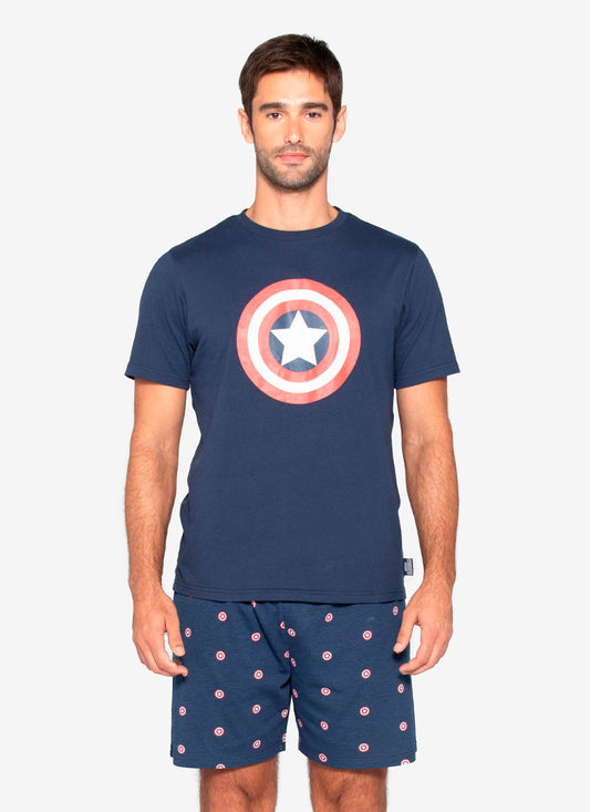 Pijama de algodón con diseños de Marvel y Capitán América