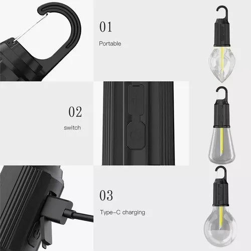 Lámpara foco led recargable camping lamp Usb foco decoracion